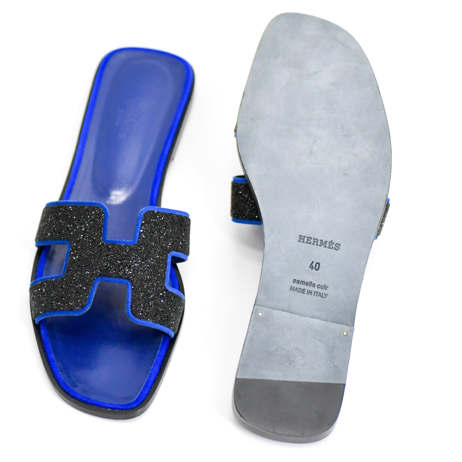 Sandales-Hermès-bleu-poudre de cristal