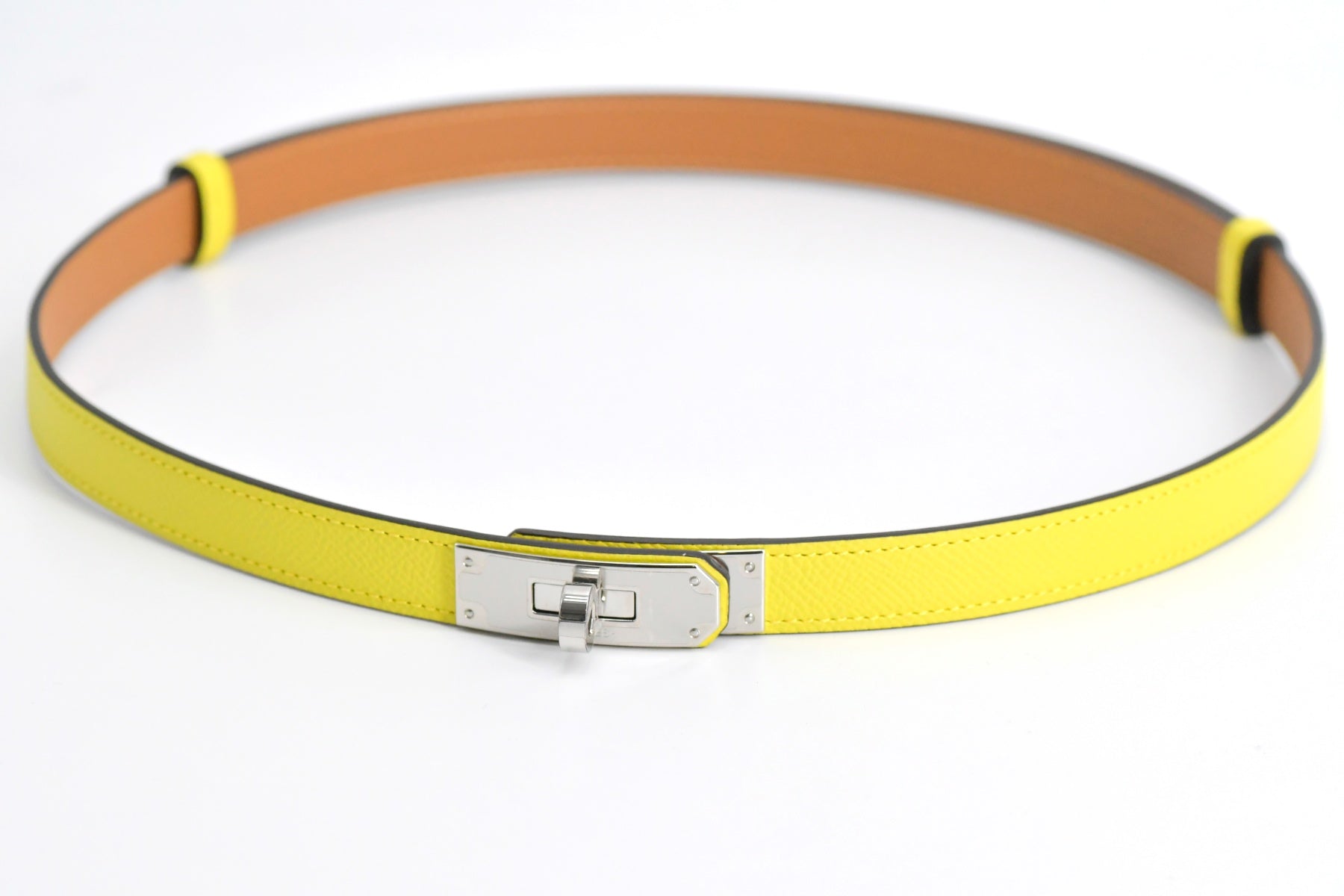 Ceinture Hermès-Kelly-cuir Epsom-jaune