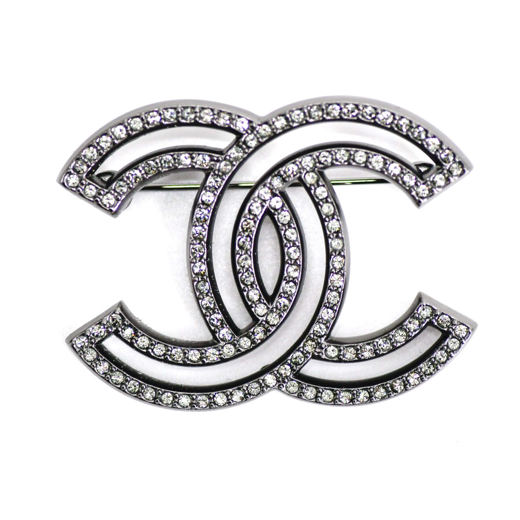 Broche Chanel-argent-brillants