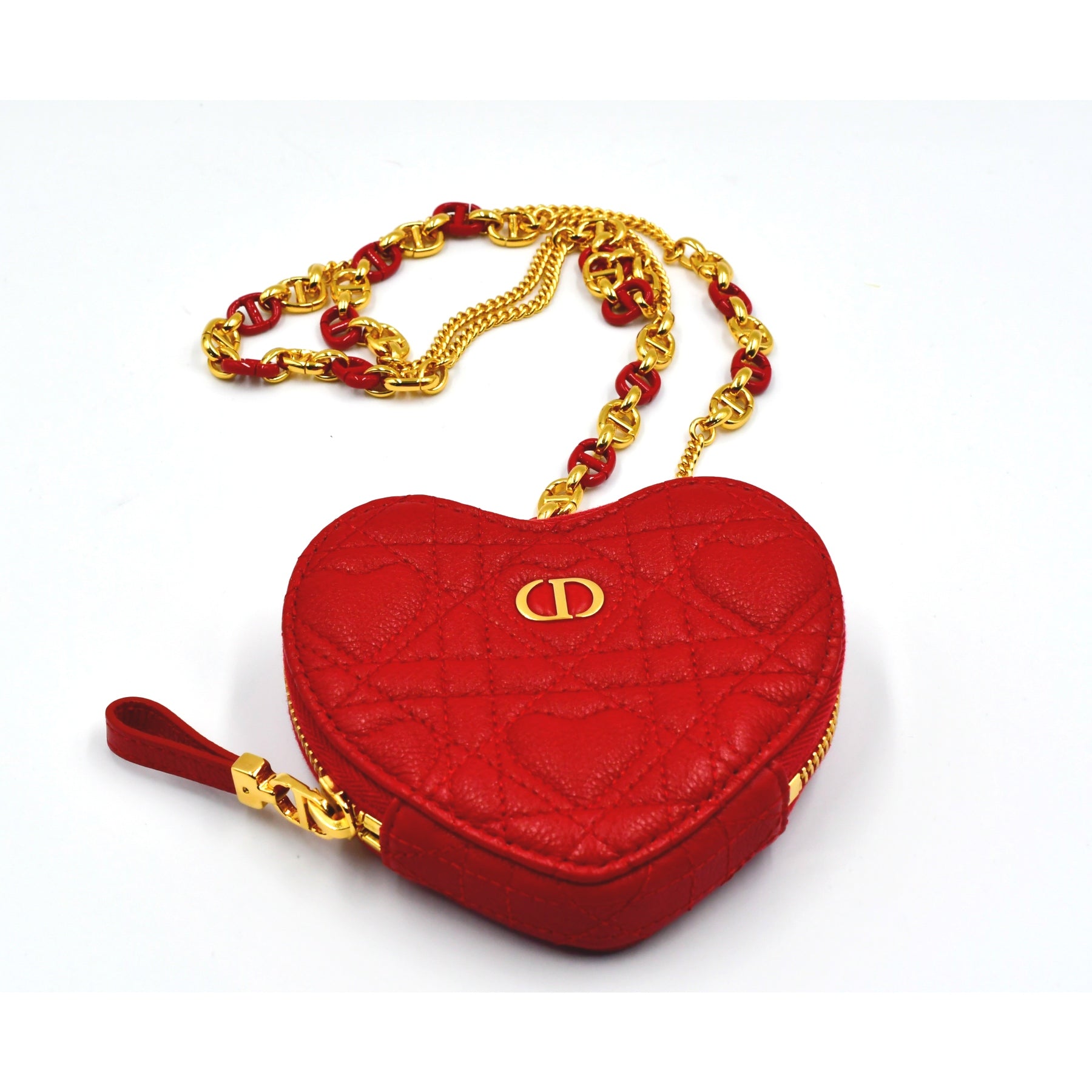 Pochette Coeur à chaine Dior Caro rouge
