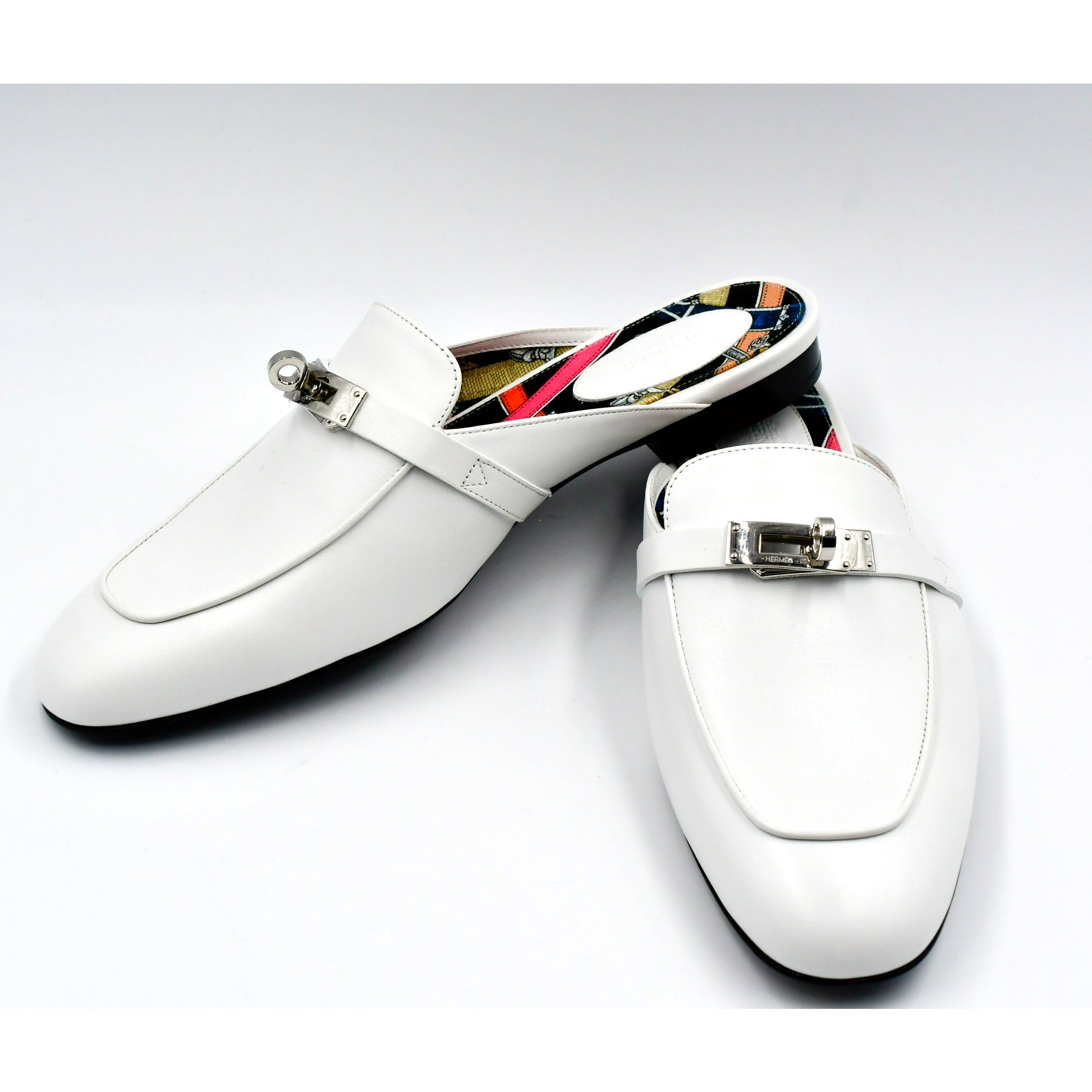 Mules Hermès OZ blanches 38