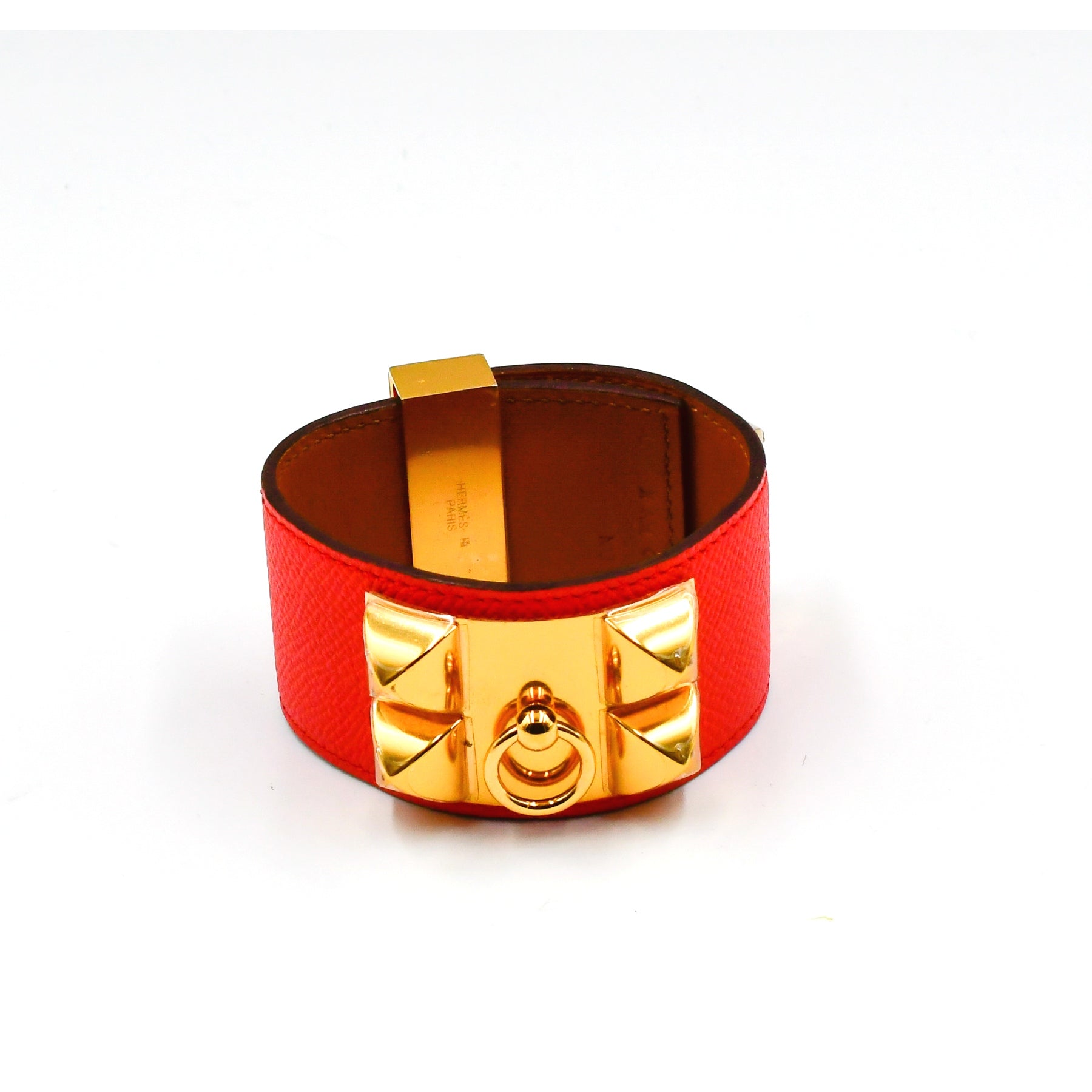 Bracelet Hermès - Collier de Chien - Cuir epsom Corail