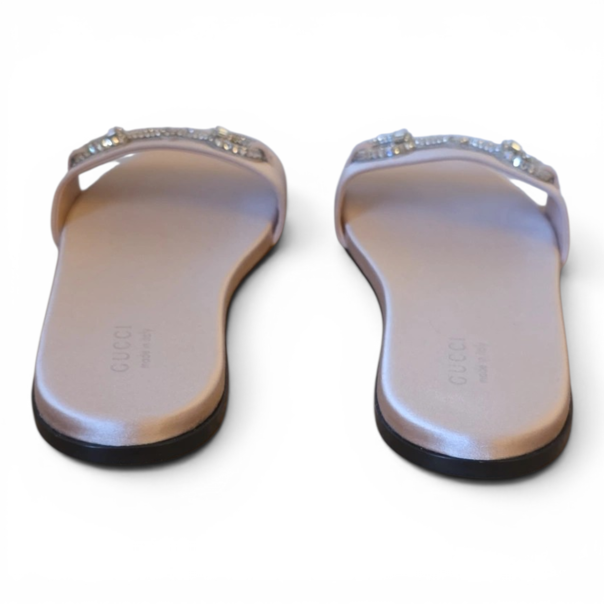 Mules Gucci satin et cristaux swarovski