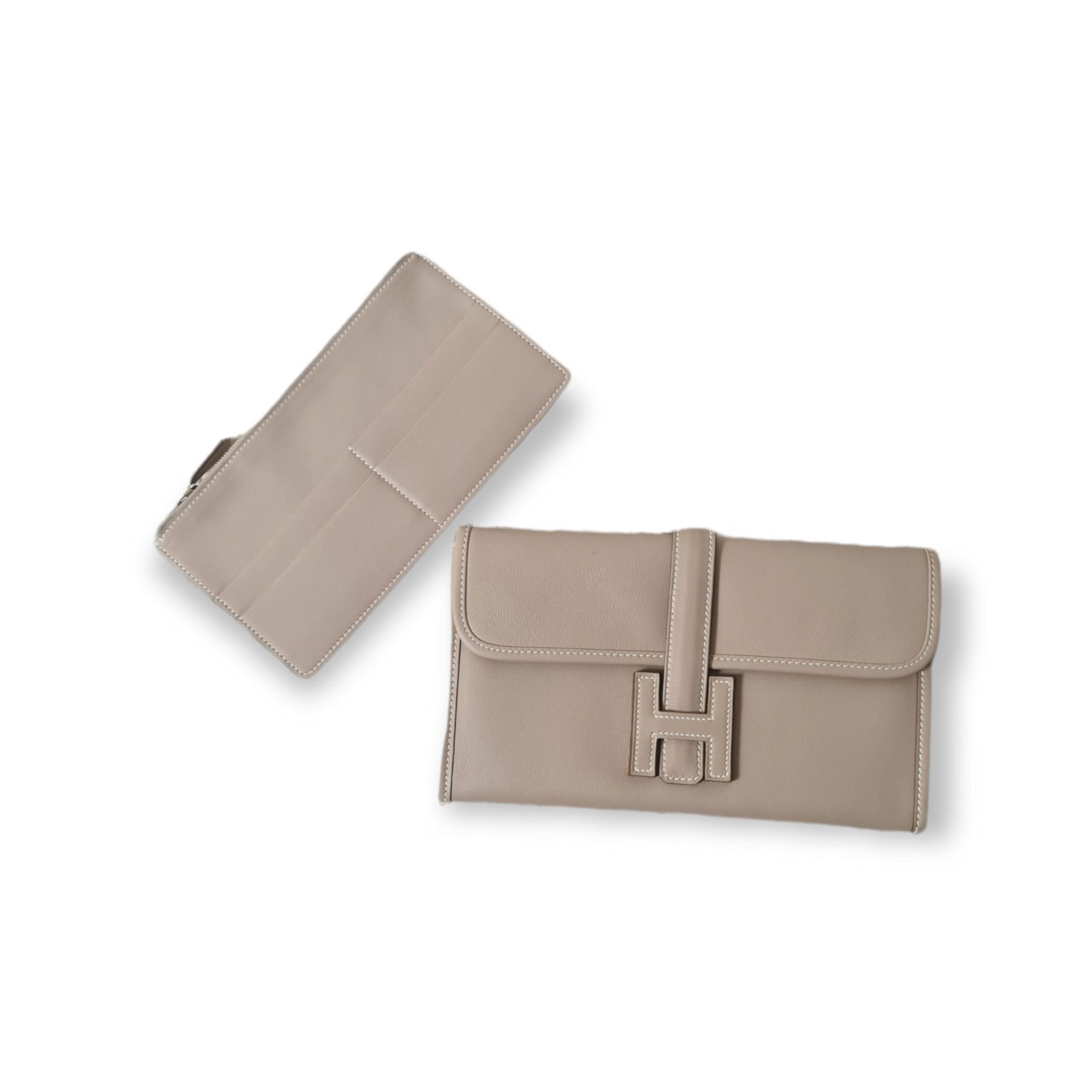 Portefeuille Hermès Jige Duo Argile