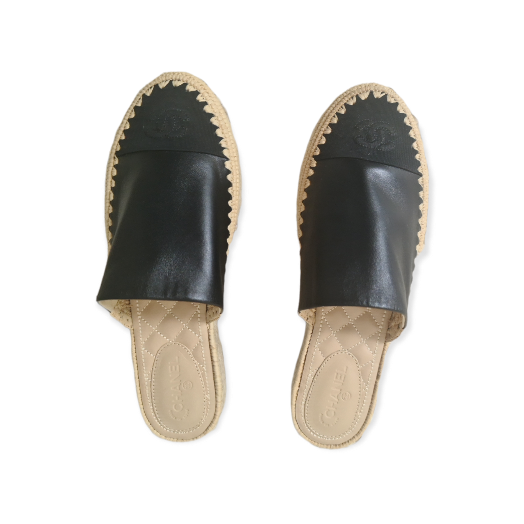 Mules Chanel cuir et corde 40