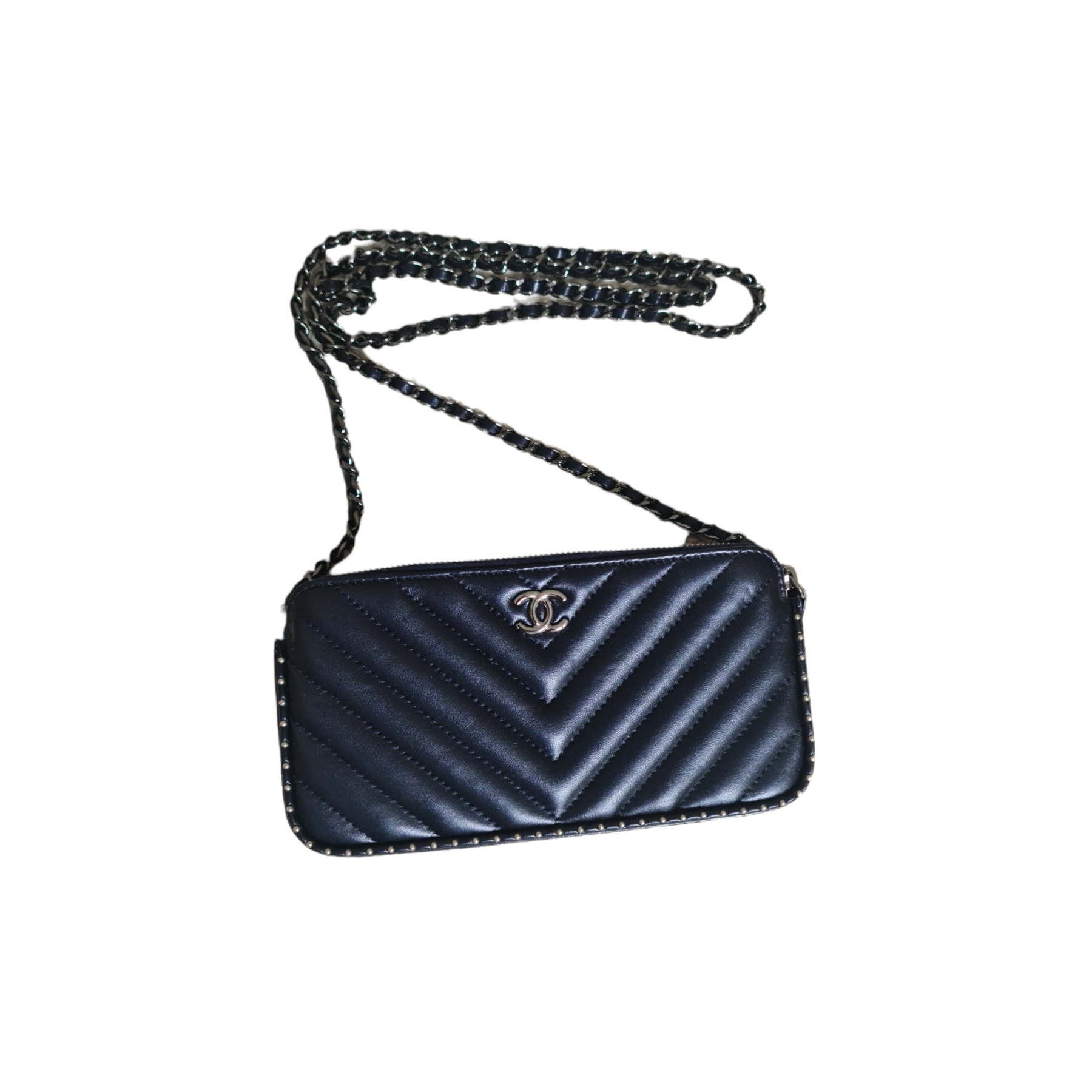 WOC Chanel chevron clouté marine