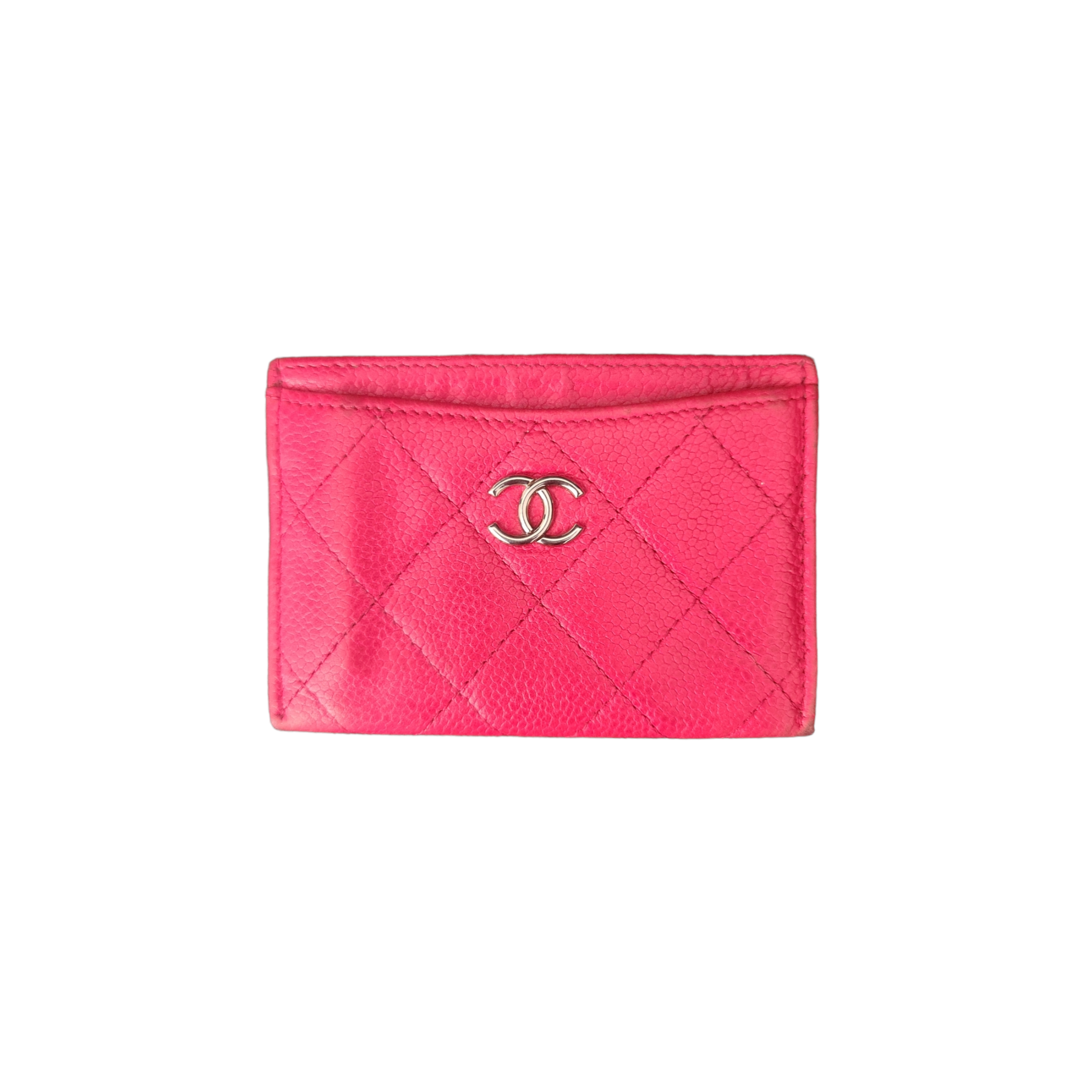 Porte cartes cuir caviar rouge