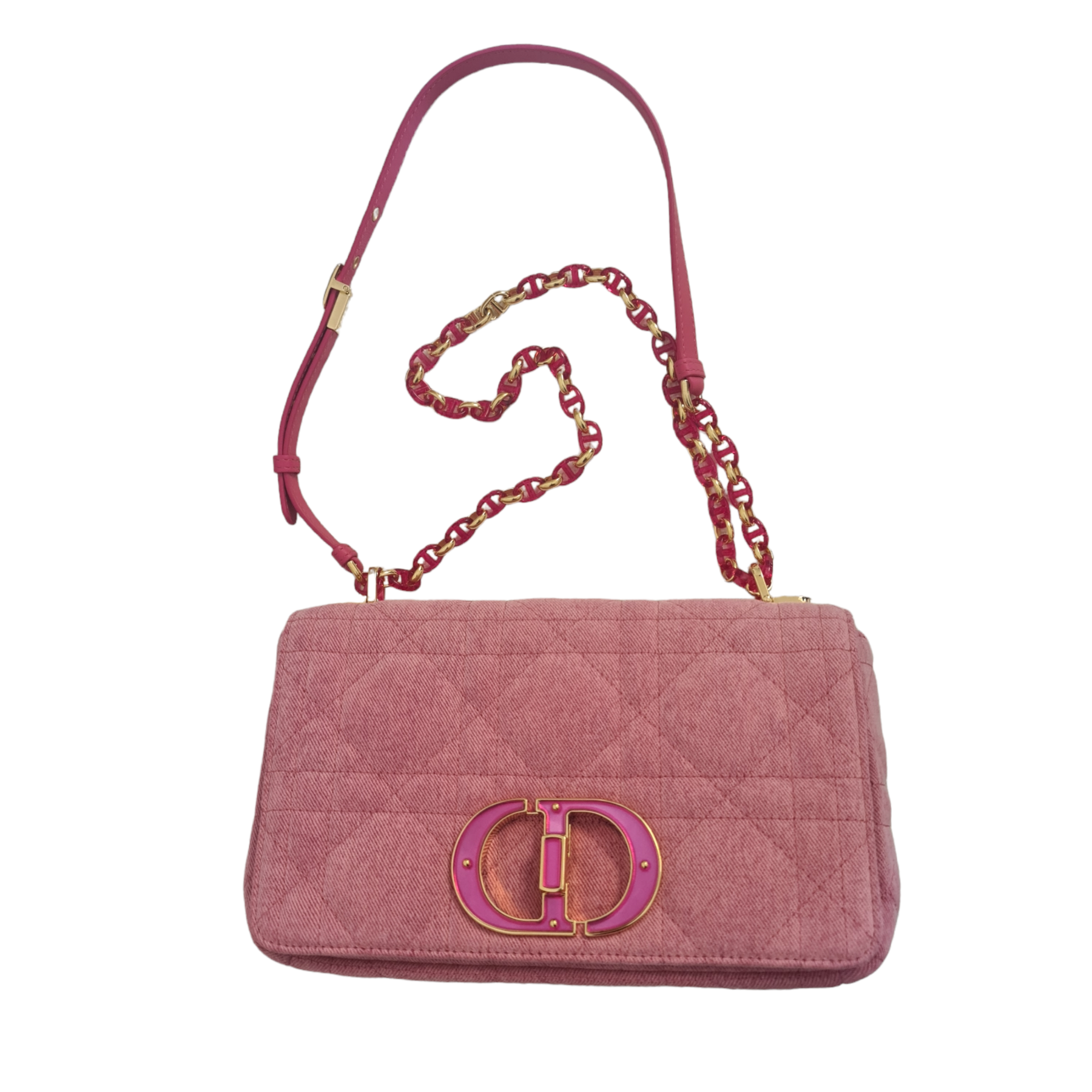 Sac Dior Caro medium denim rose