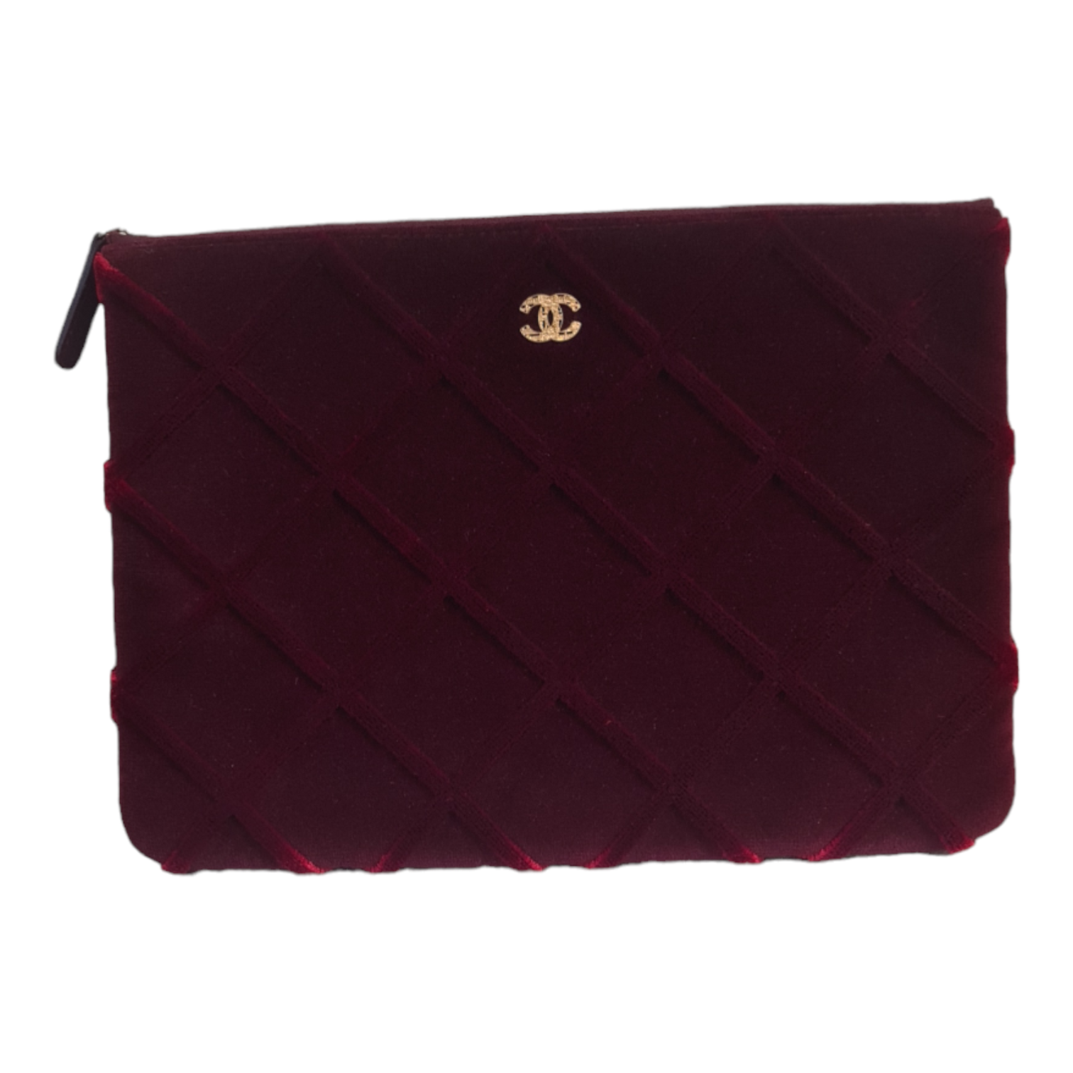 Pochette Chanel O case velours rouge