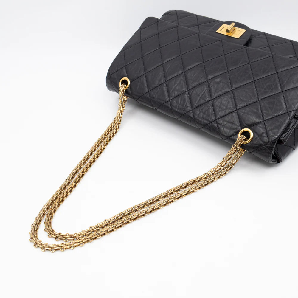 Sac Chanel 2.55 large ( 227) cuir vieilli noir