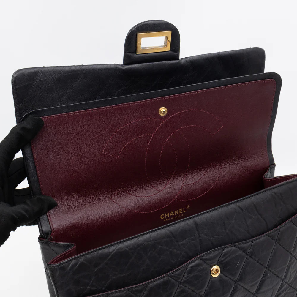 Sac Chanel 2.55 large ( 227) cuir vieilli noir