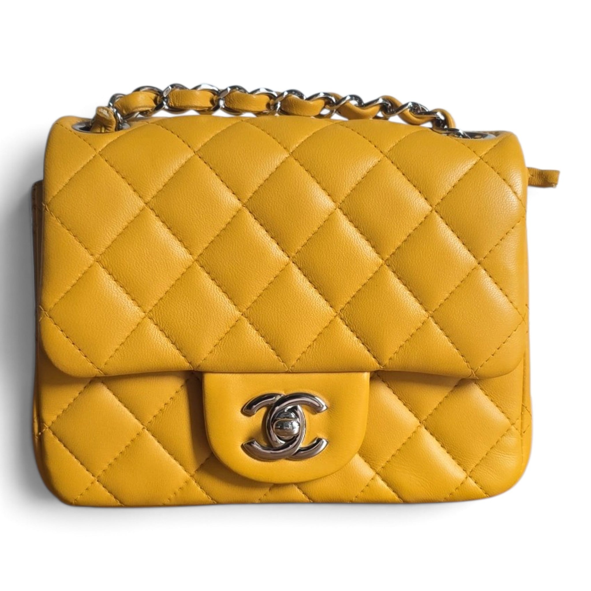 Sac Chanel timeless mini square jaune