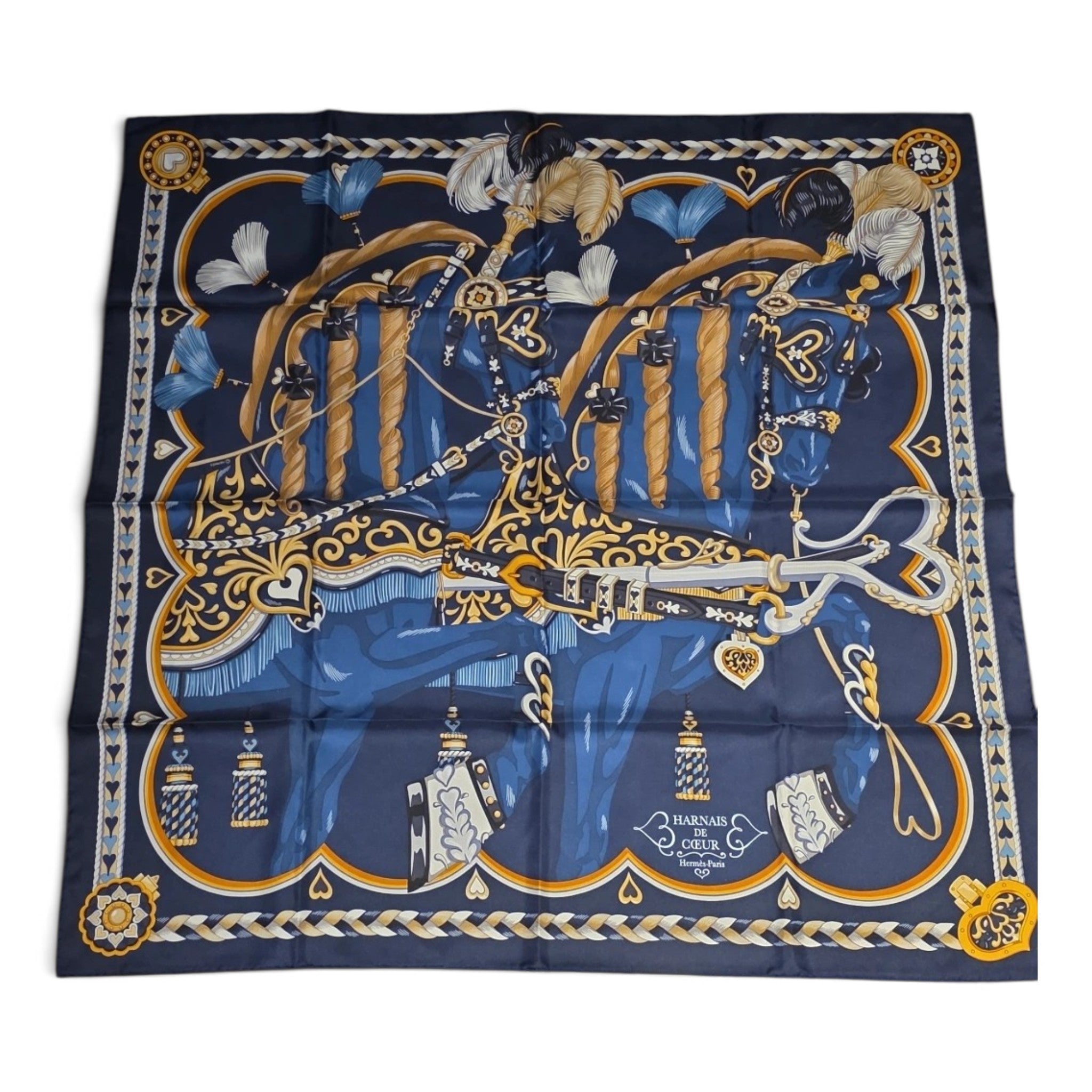 Carré Hermès 90 " Harnais de Cœur "