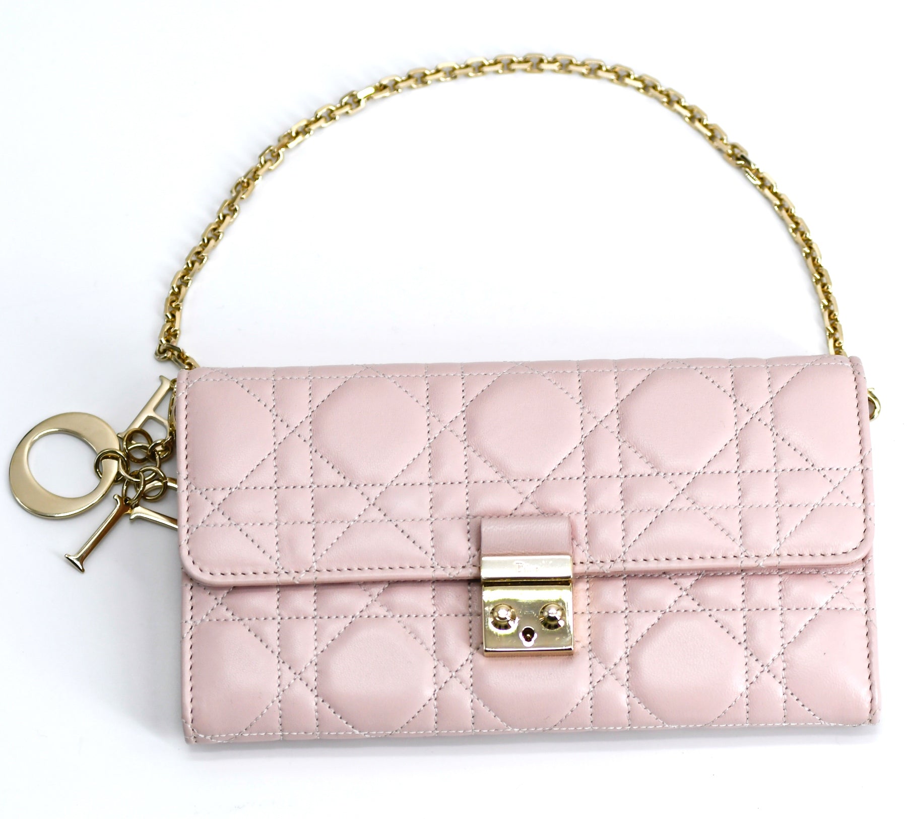 Portefeuille Dior-cannage-rose poudré