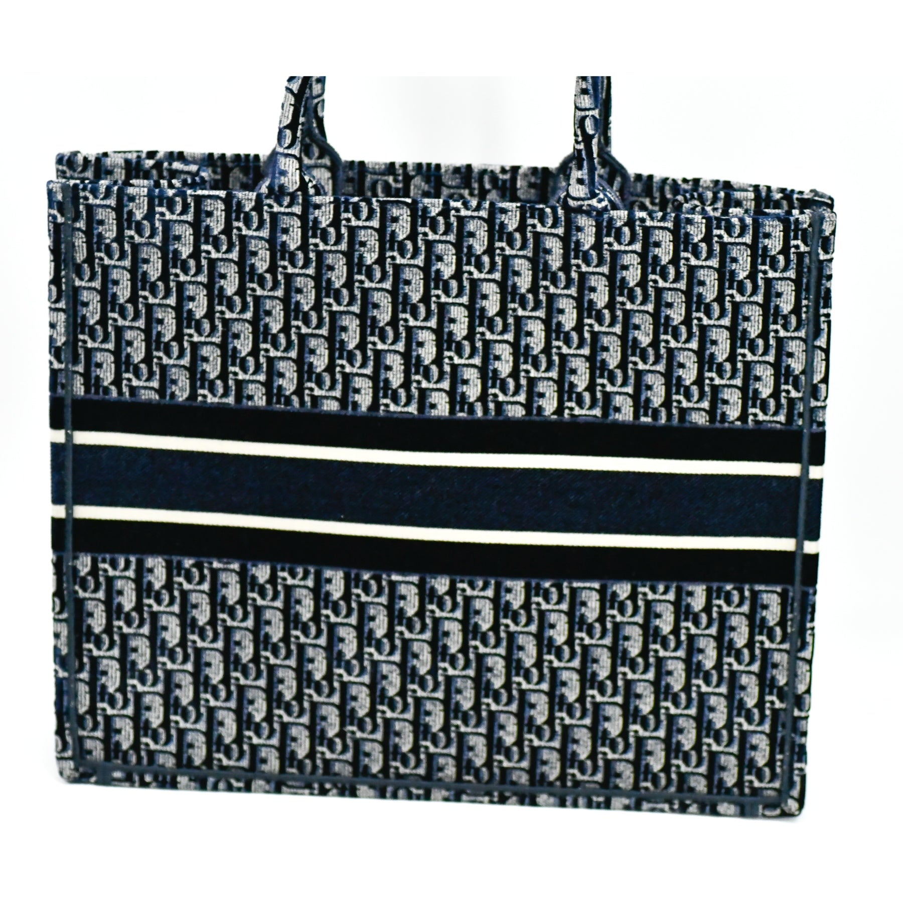 Sac Dior Book Tote oblique velours bleu large