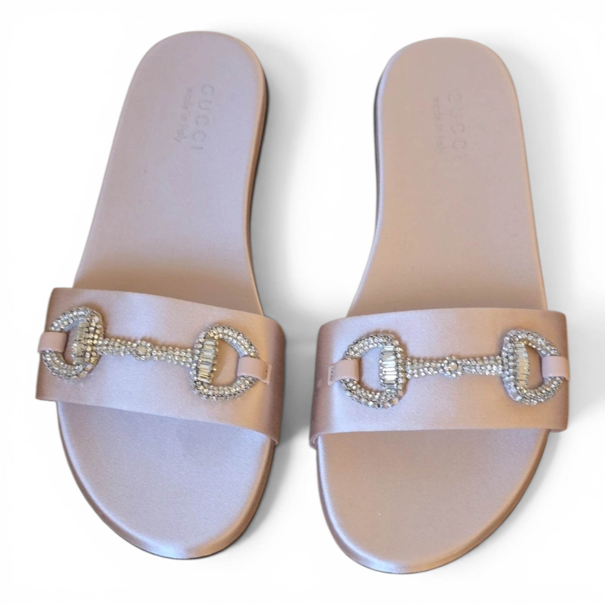 Mules Gucci satin et cristaux swarovski
