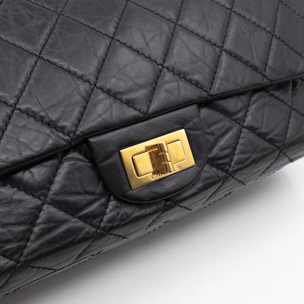 Sac Chanel 2.55 large ( 227) cuir vieilli noir