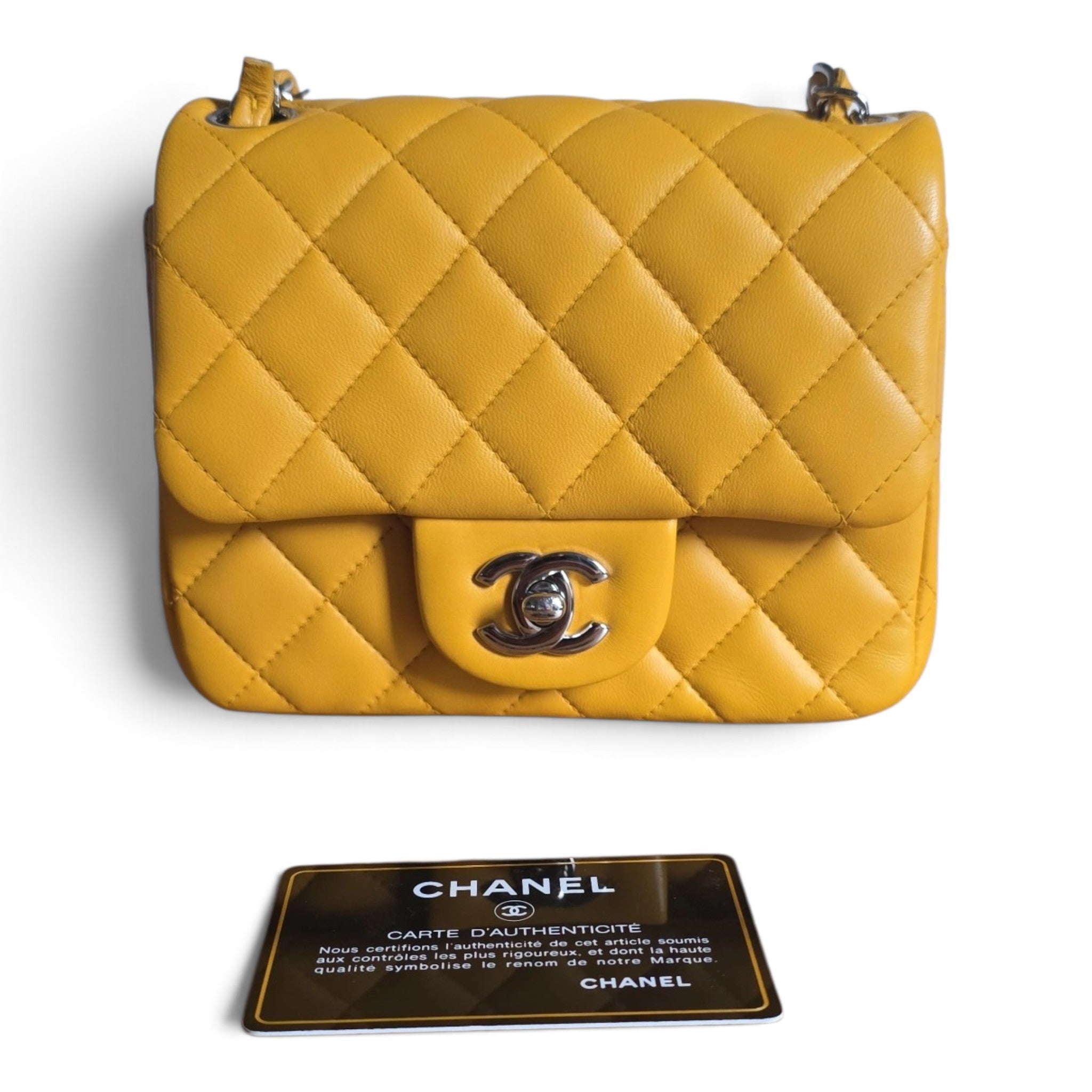 Sac Chanel timeless mini square jaune